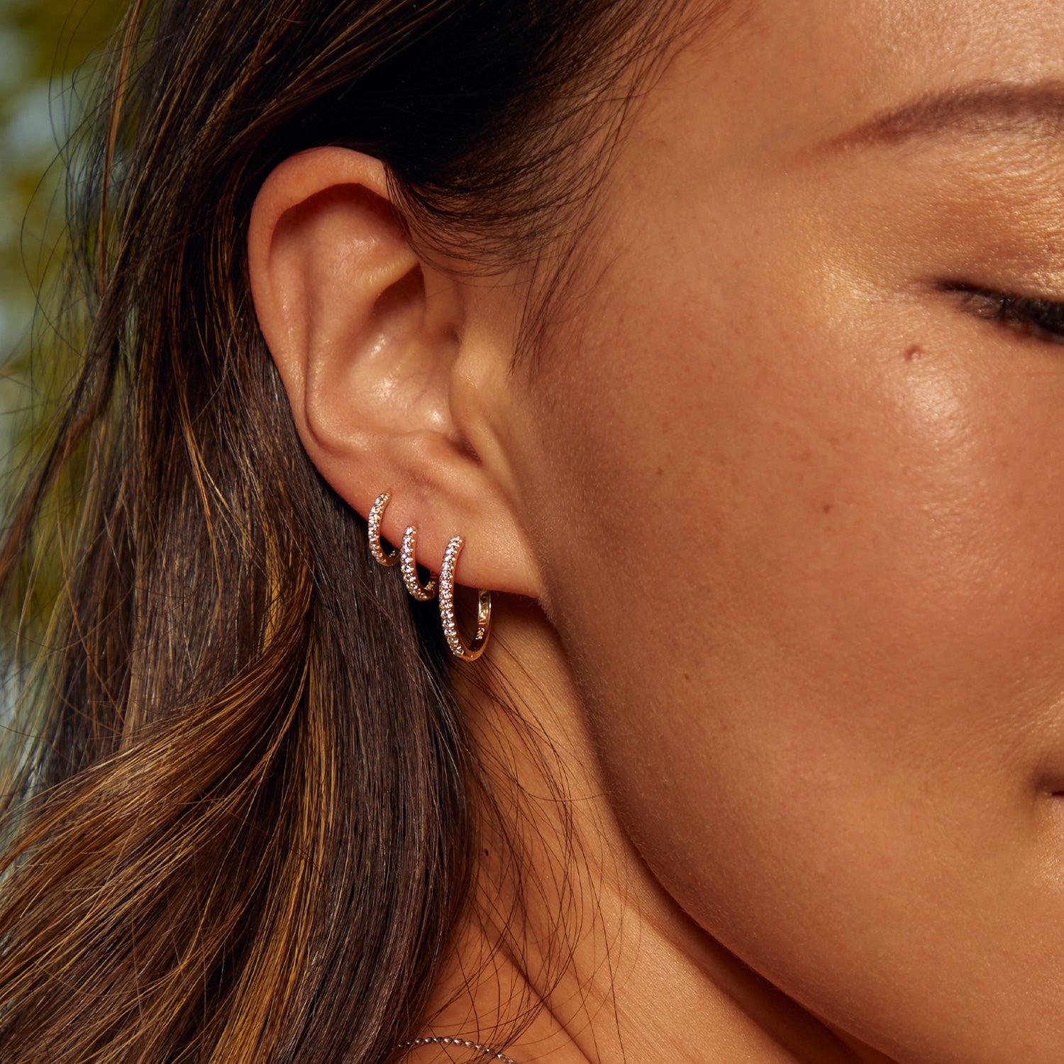 pavé hoop earrings